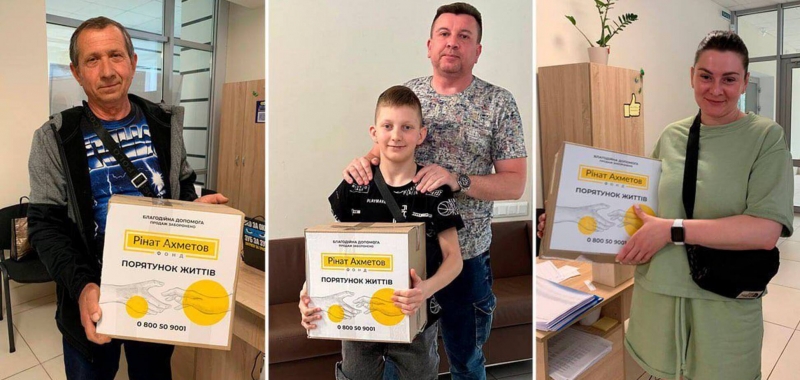 В Кропивницком продуктовые наборы от Фонда Рината Ахметова получают переселенцы из Мариуполя